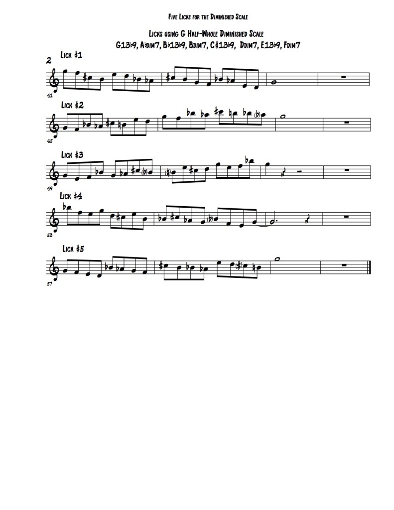 Five Licks for the Diminished Scale 2
