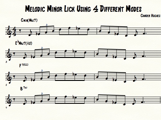 Melodic Minor Licks over different chords