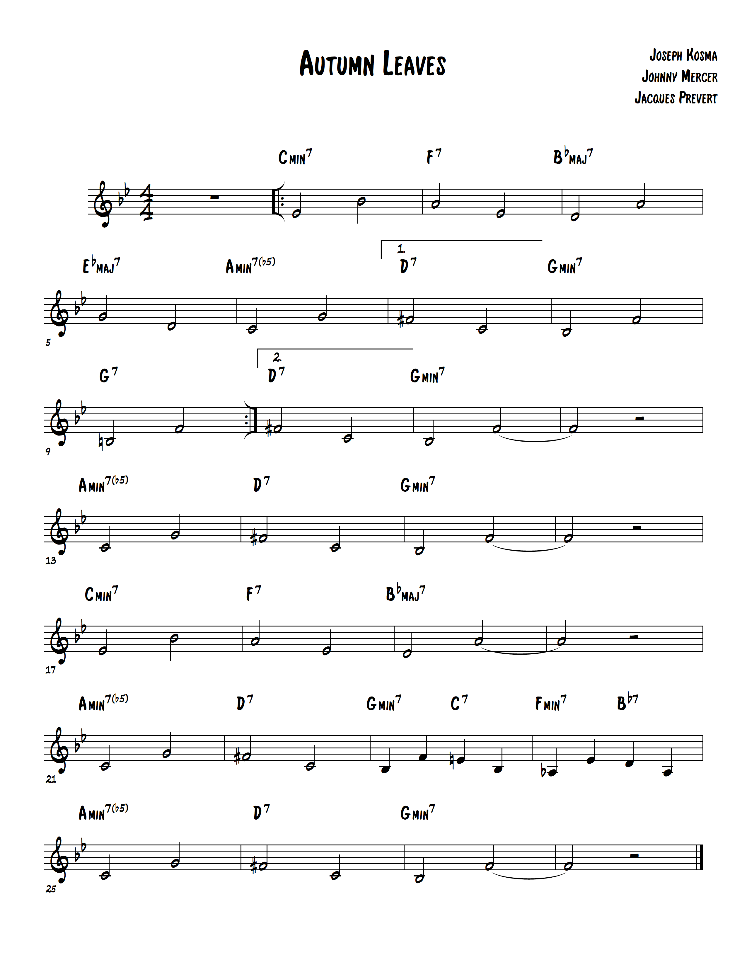 Autumn Leaves Guide Tones - Learn Jazz Standards