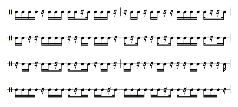 Jazz rhythms to improve feel and rhythmic precision. Ex 3.