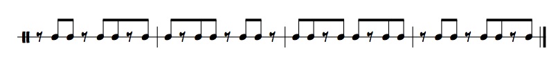 Group of three notes over eighth notes rhythm