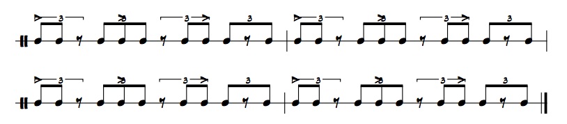 accents over the first beat of triplet eighth notes