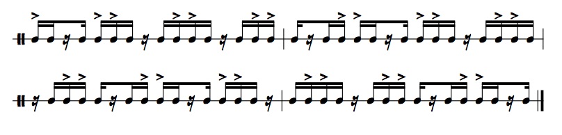 accents over the first and second beat of triplet eighth notes