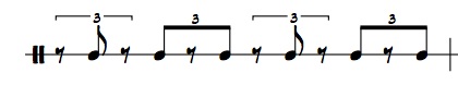 group of two notes over triplets rhythm