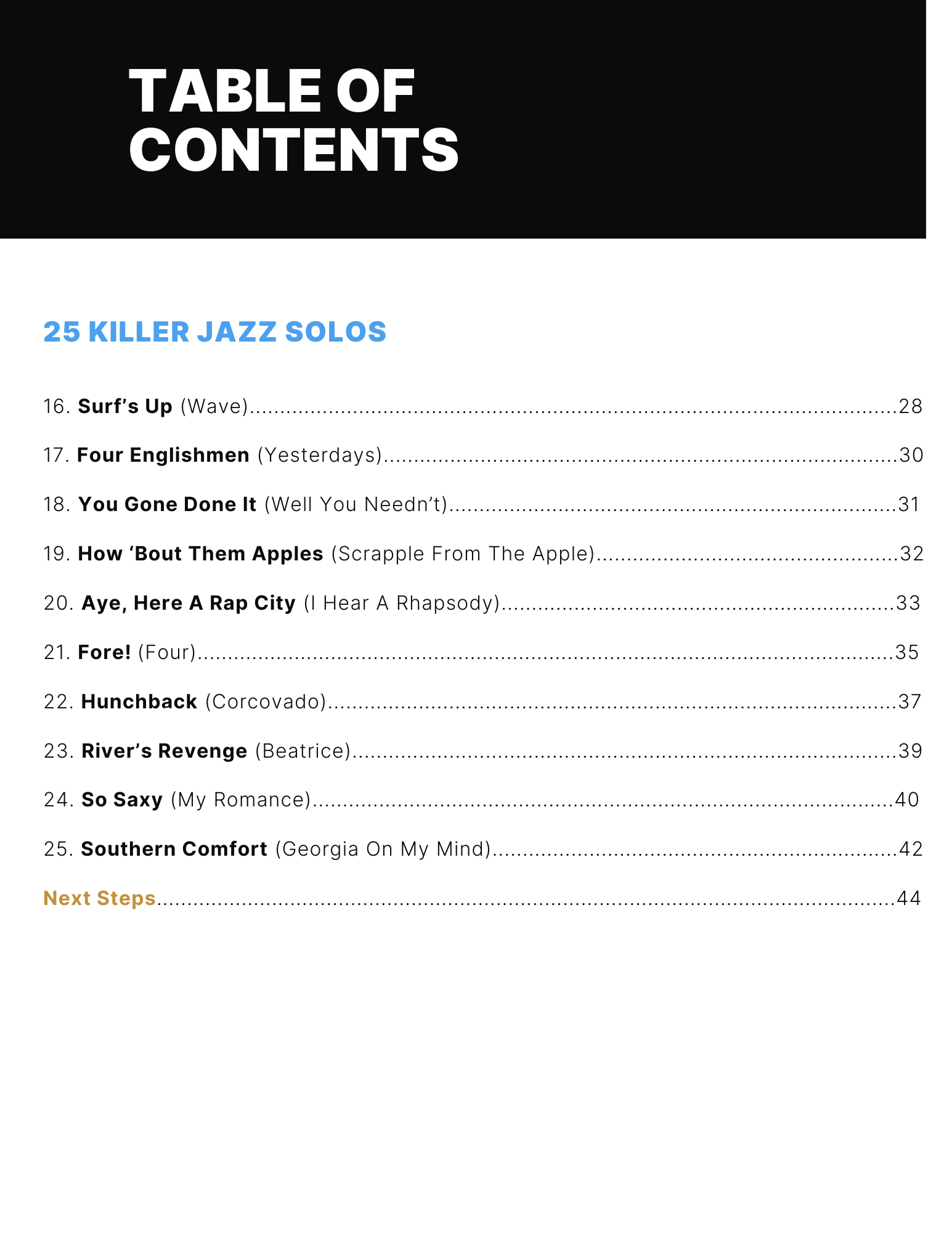 25 Killer Jazz Solos Contents